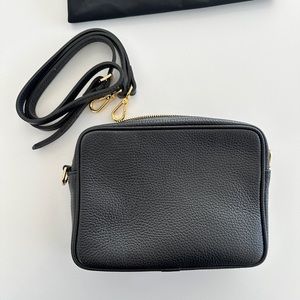 Quince Italian Leather Crossbody in Black Leather